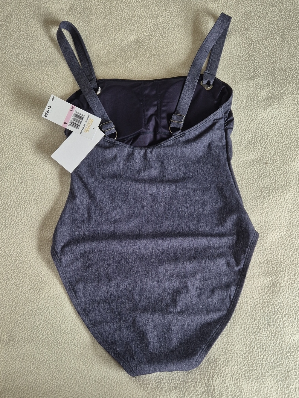Michael Kors Denim Grommet Detail One Piece Swimsuit, Size 6 Color New Navy - Picture 6 of 11